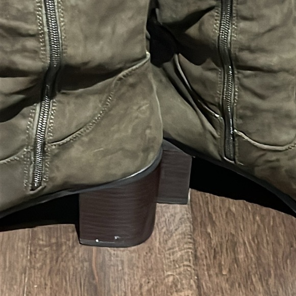 Women’s JustFab Over The Knee Boots, olive green alle WC size 11 zipper - Picture 5 of 10